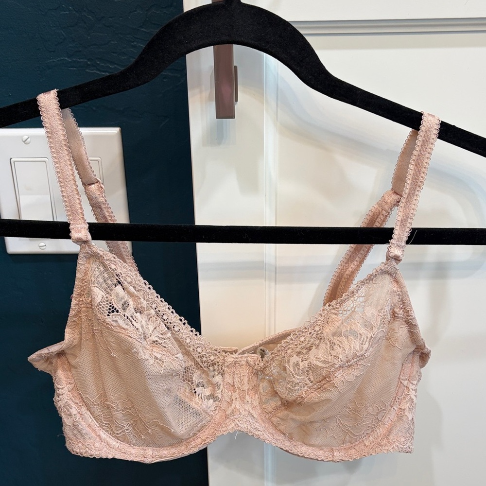 Wacoal Light Pink Lace Underwire Bra with Sheer Cups